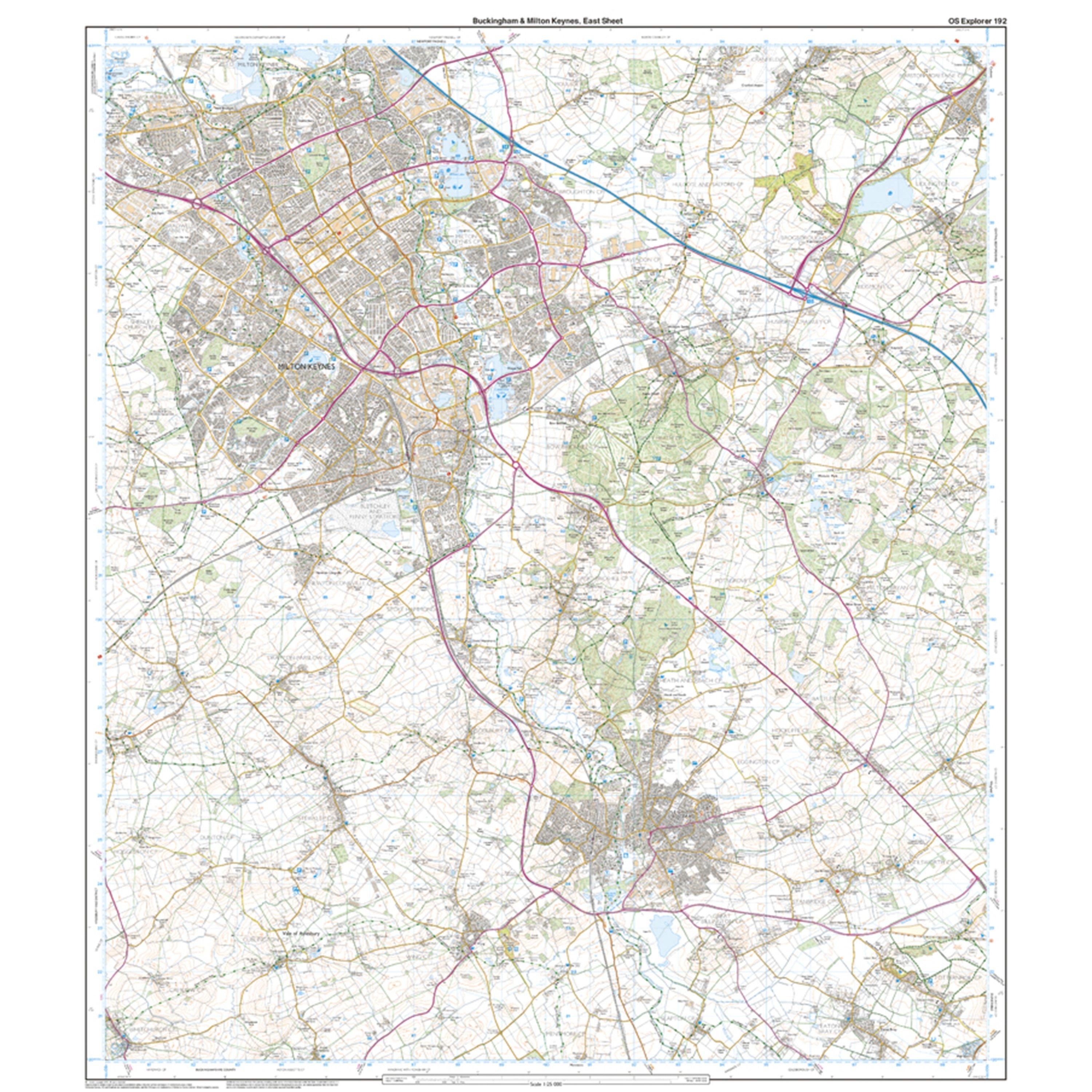 Explorer 192 Buckingham & Milton Keynes Map With Digital Version