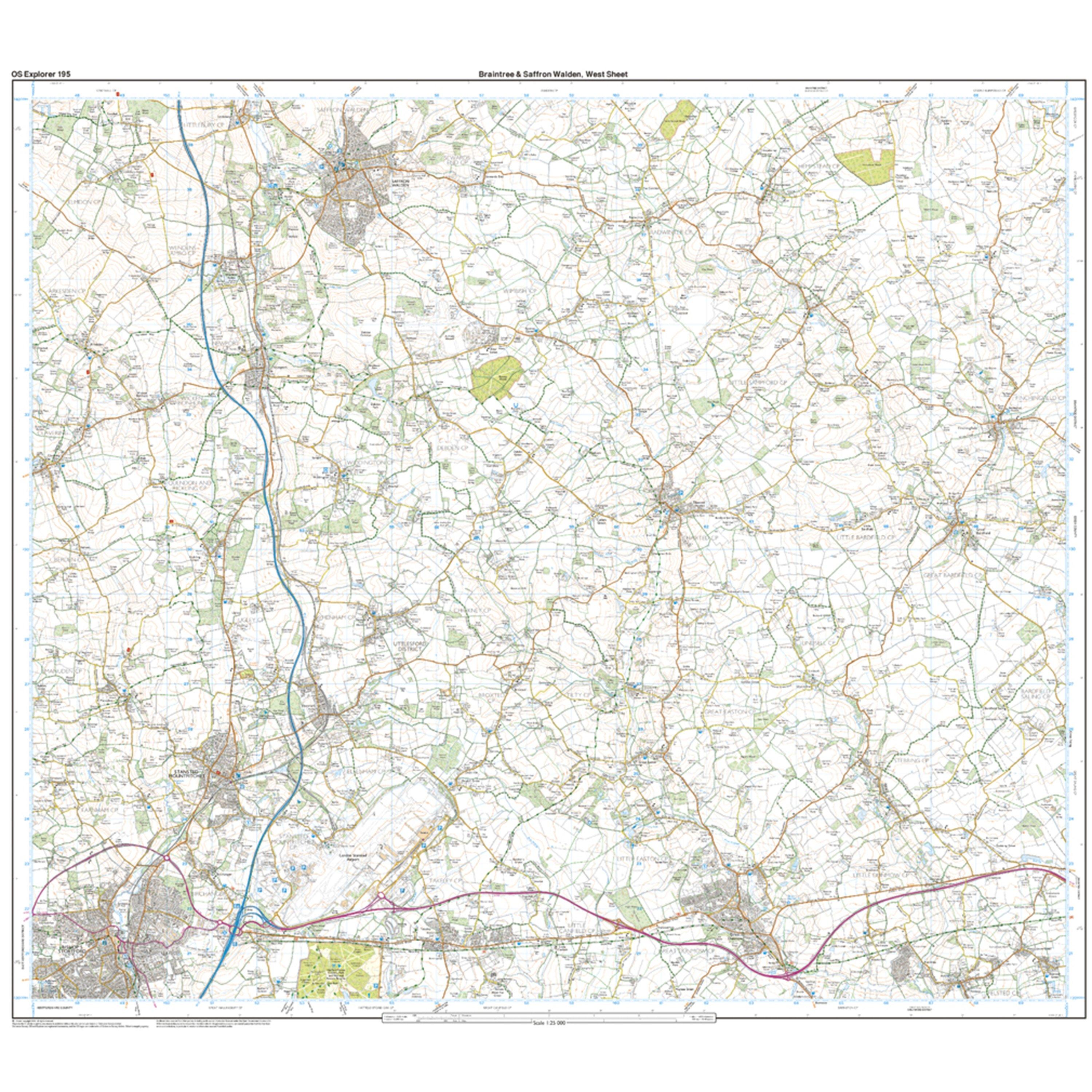 Explorer 195 Braintree & Saffron Walden Map With Digital Version