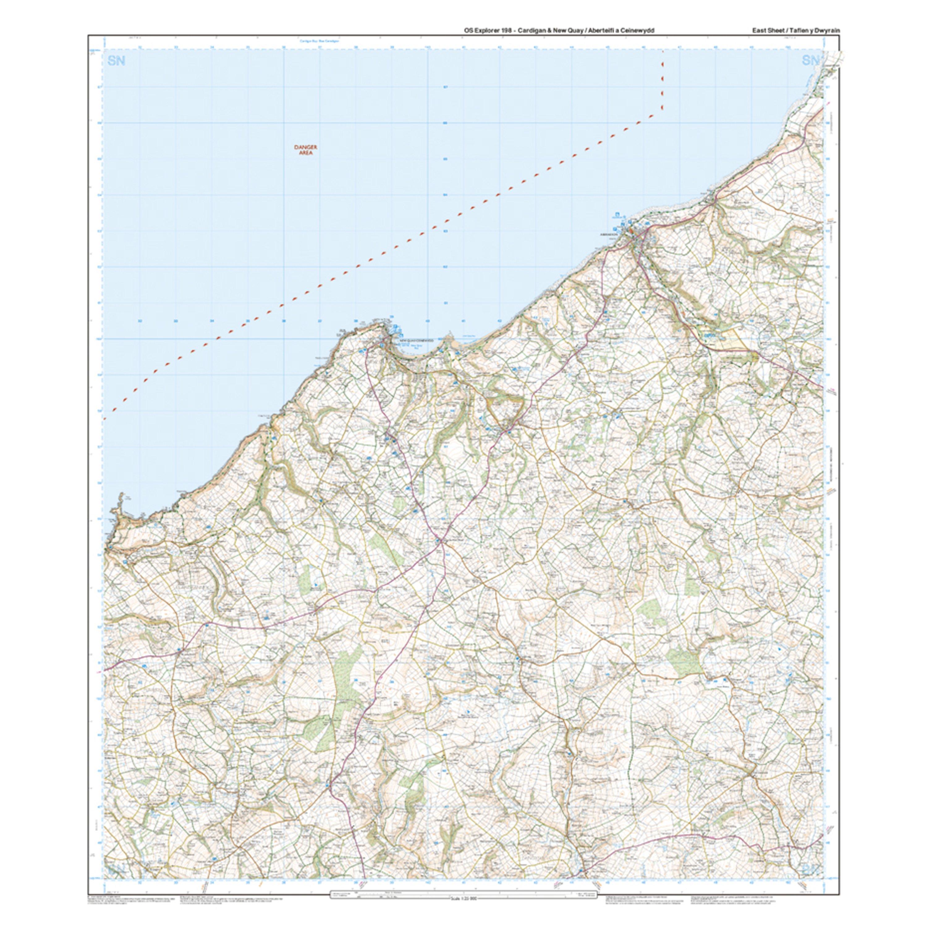Explorer 198 Cardigan & New Quay, Aberaeron Map With Digital Version