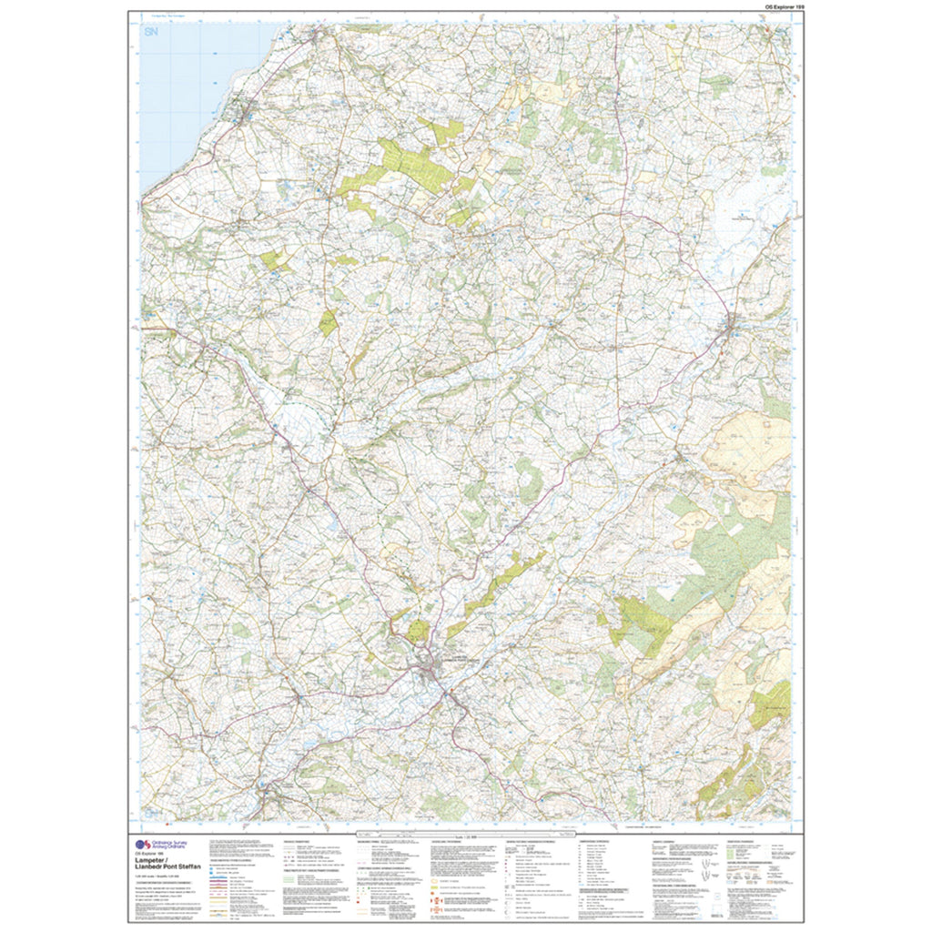 Explorer 199 Lampeter, Tregaron & Llan-non Map With Digital Version