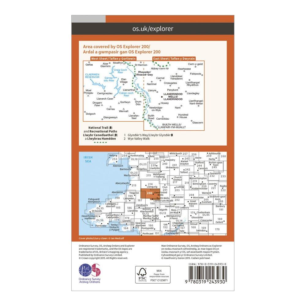Explorer 200 Llandrindod Wells & Elan Valley & Rhayader Map With Digital Version