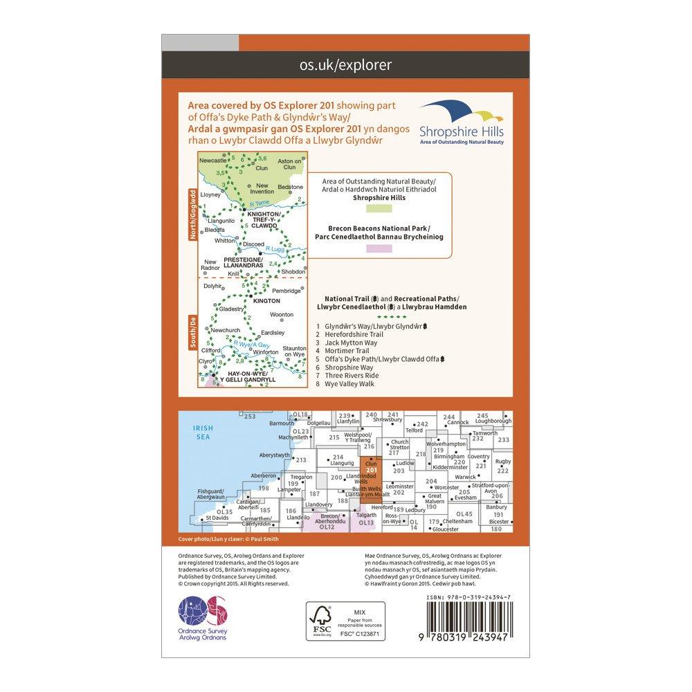 Explorer 201 Knighton & Presteigne Map With Digital Version