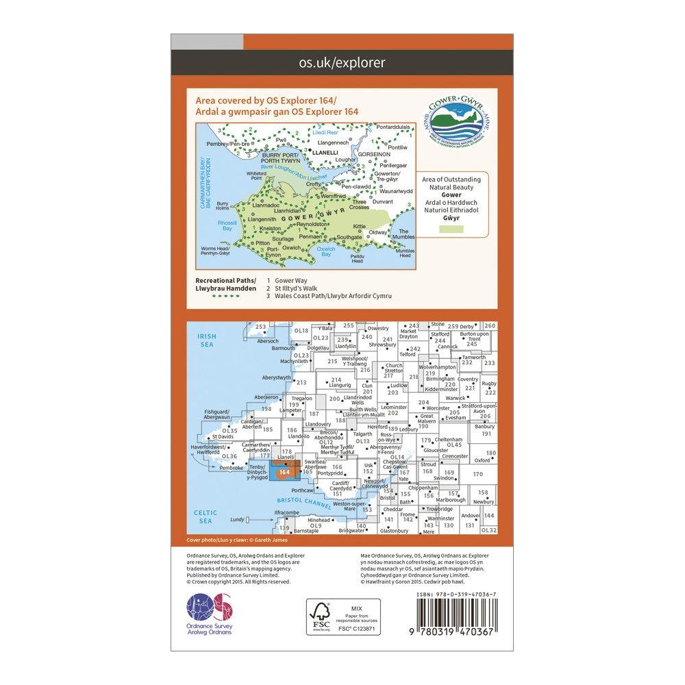 Explorer Active 164 Gower & Llanelli Map With Digital Version