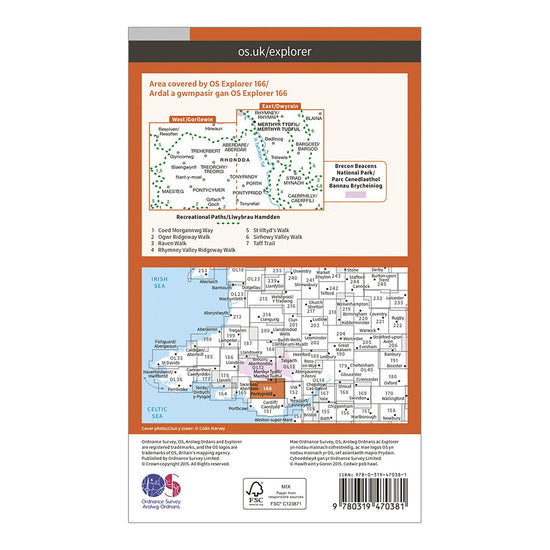 Explorer Active 166 Rhondda & Merthyr Tydfil Map with Digital Version