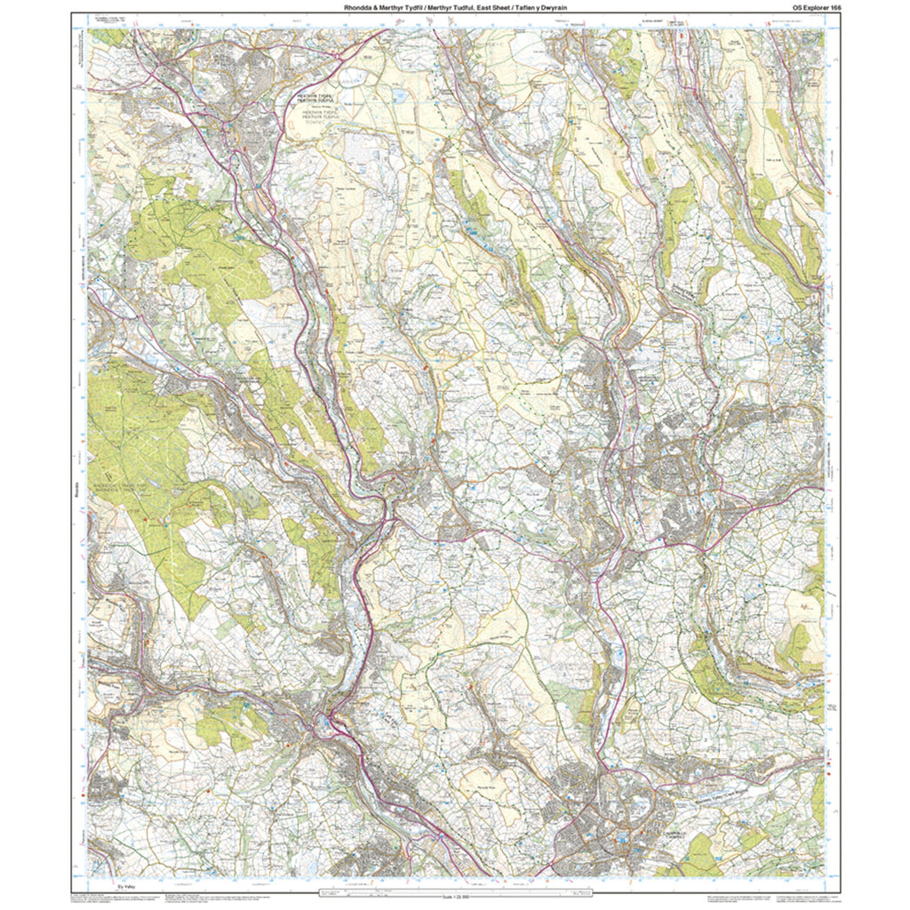 Explorer Active 166 Rhondda & Merthyr Tydfil Map with Digital Version