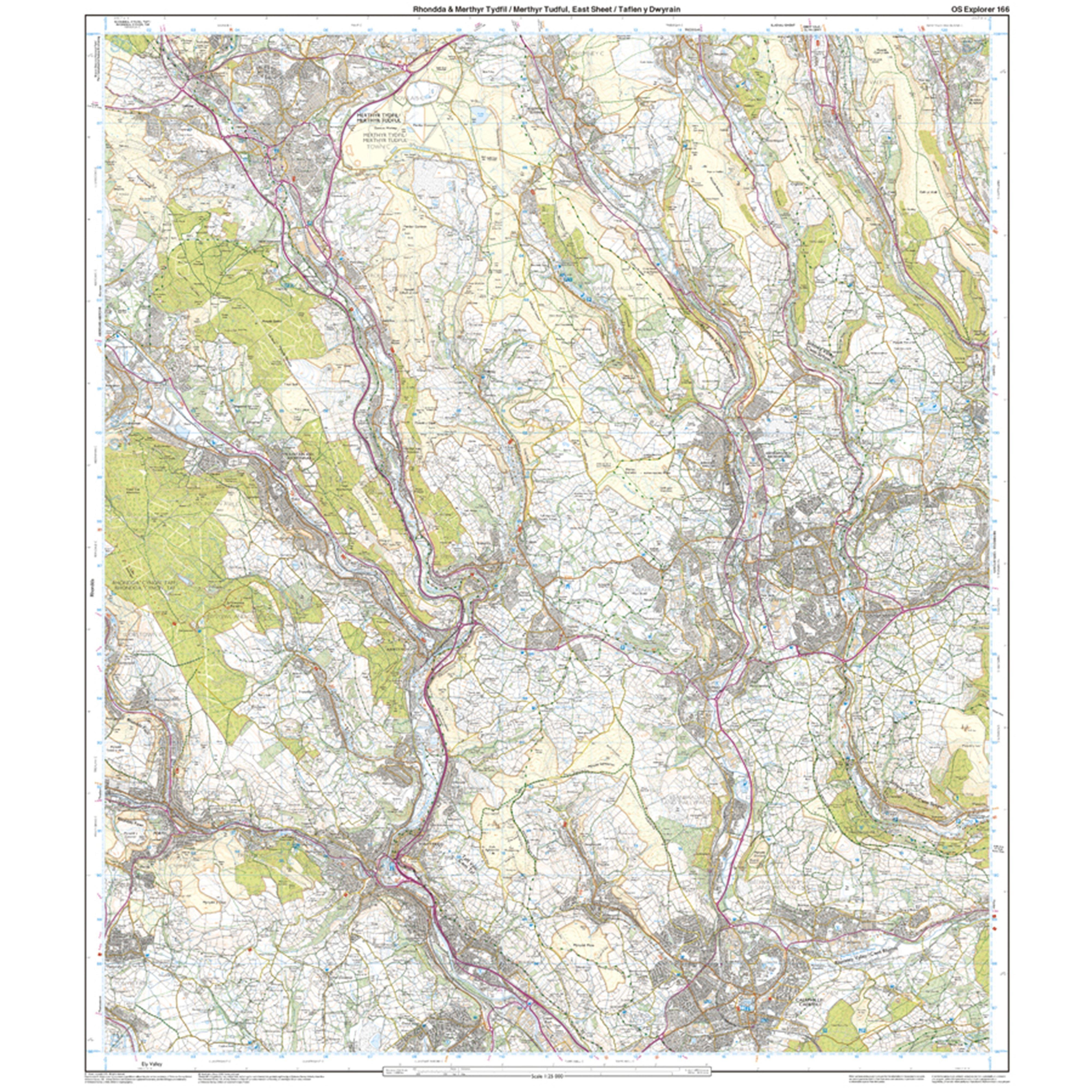 Explorer Active 166 Rhondda & Merthyr Tydfil Map with Digital Version