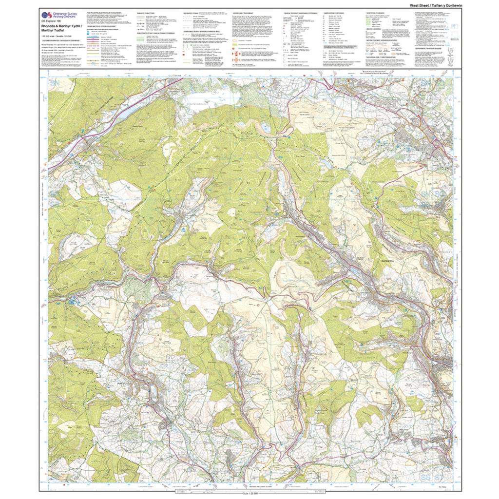 Explorer Active 166 Rhondda & Merthyr Tydfil Map with Digital Version