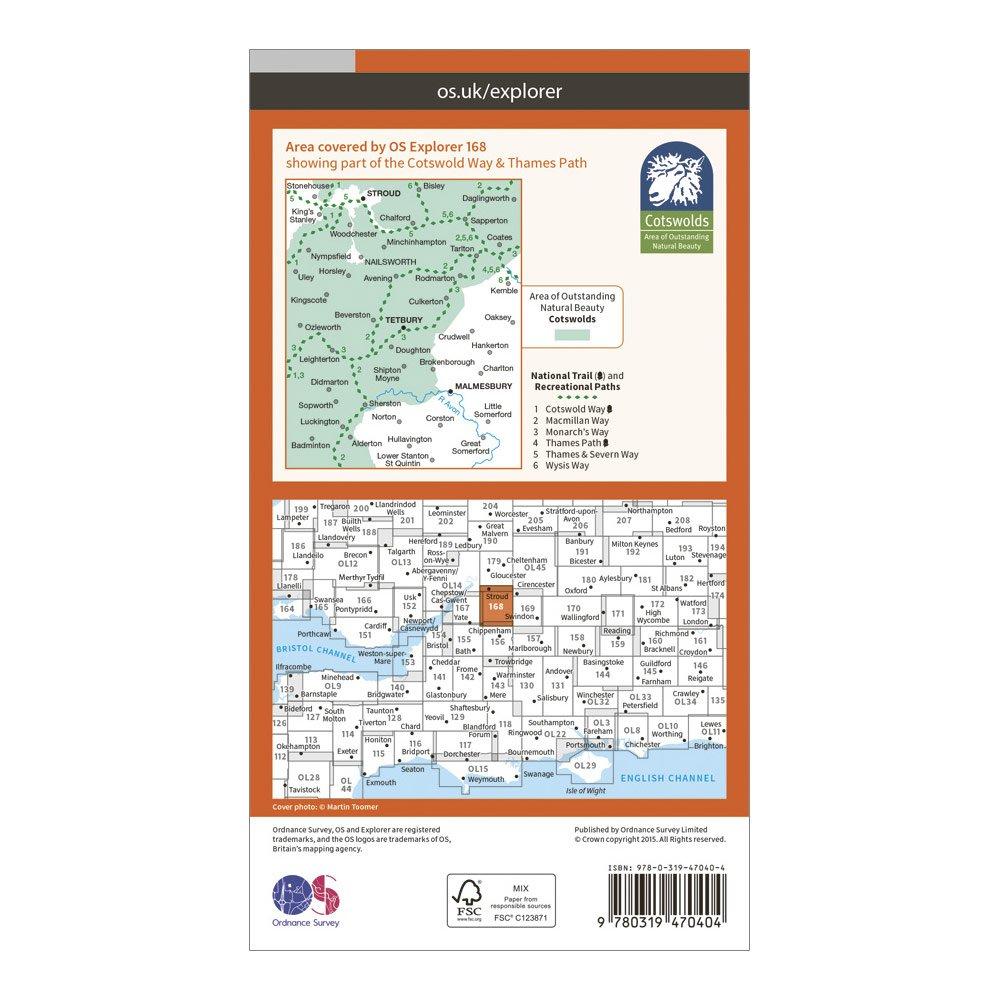 Explorer Active 168 Stroud, Tetbury & Malmesbury Map With Digital Version