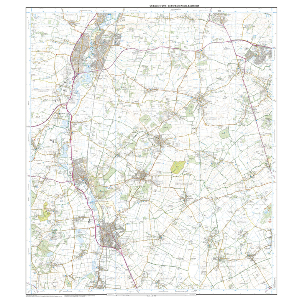 Explorer 208 Bedford, St Neots, Sandy & Biggleswade Map With Digital Version