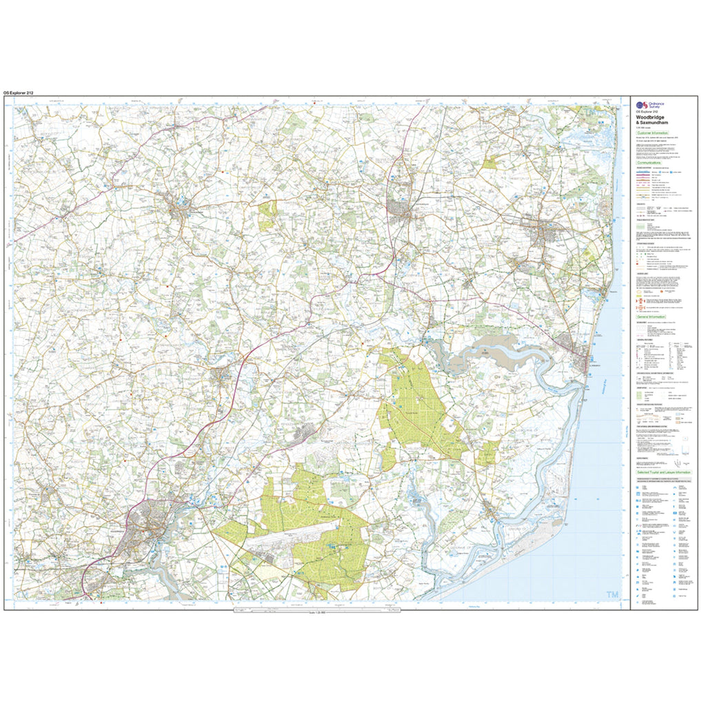 Explorer 212 Woodbridge & Saxmundham Map With Digital Version