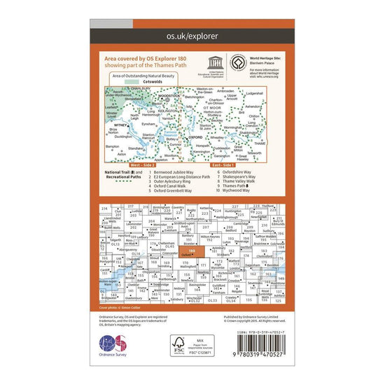 Explorer Active 180 Oxford, Witney & Woodstock Map With Digital Version