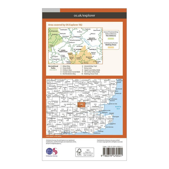 Explorer Active 182 St Albans & Hatfield Map With Digital Version