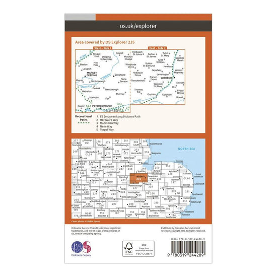Explorer 235 Wisbech & Peterborough North Map With Digital Version