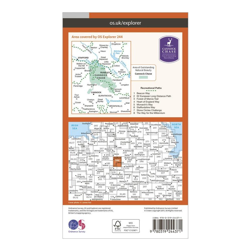 Explorer 244 Cannock Chase & Chasewater Map With Digital Version