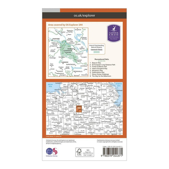 Explorer 244 Cannock Chase & Chasewater Map With Digital Version