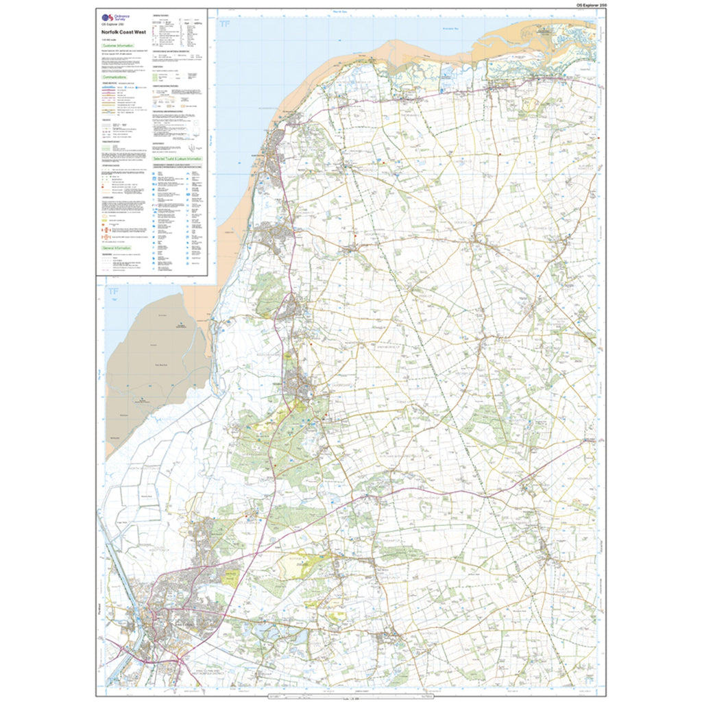 Explorer 250 Norfolk Coast West Map With Digital Version