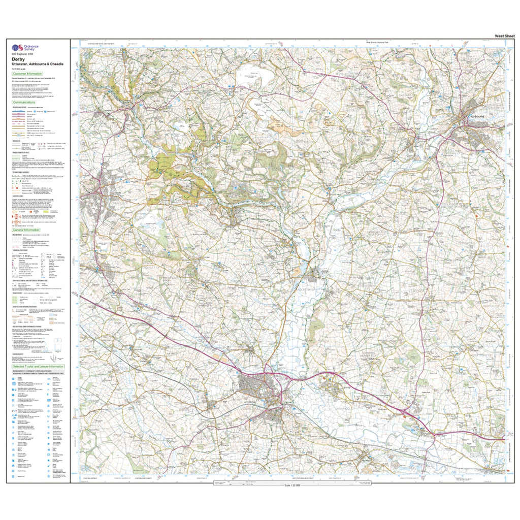 Explorer 259 Derby, Uttoxeter, Ashbourne & Cheadle Map With Digital Version