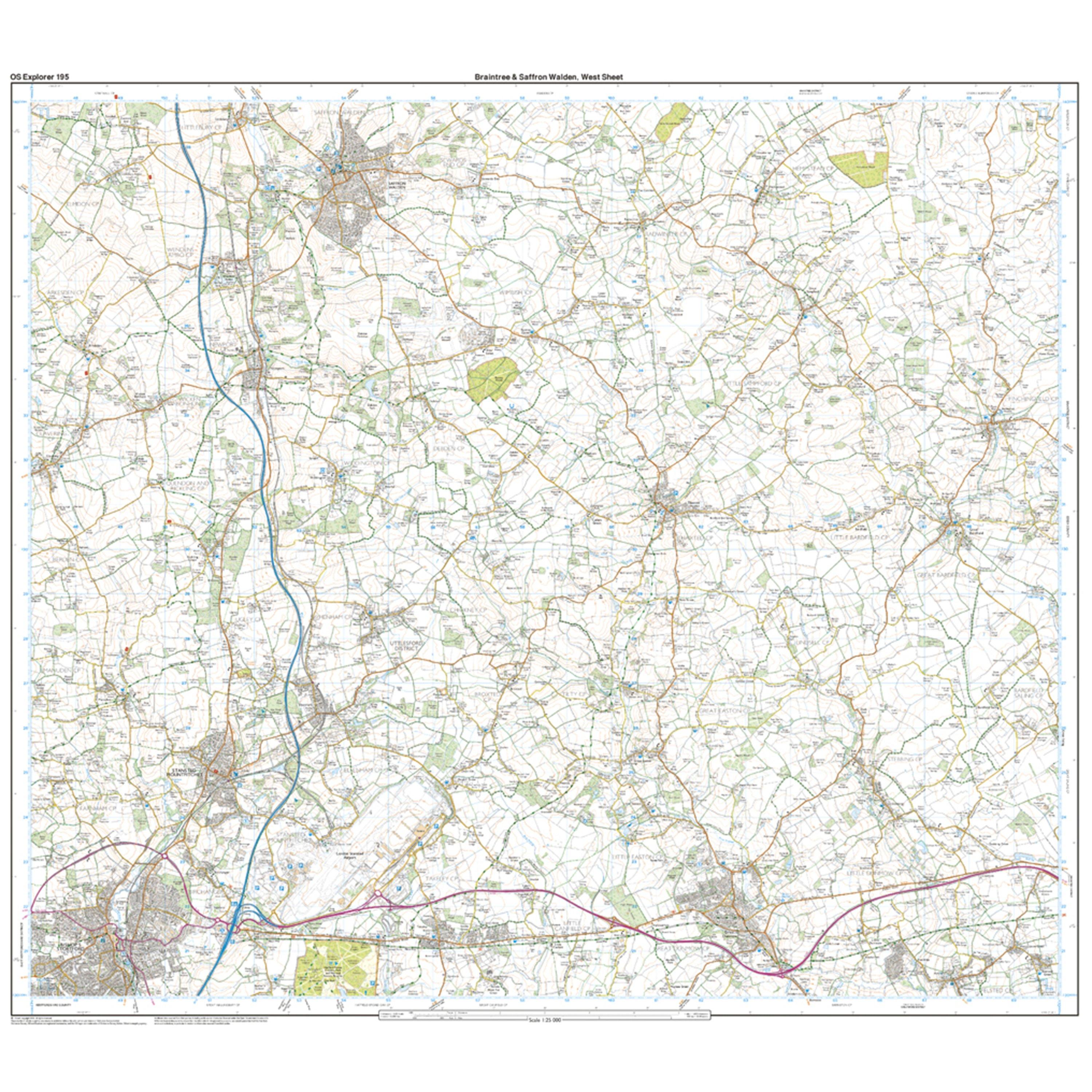 Explorer Active 195 Braintree & Saffron Walden Map With Digital Version