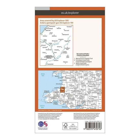 Explorer Active 199 Lampeter, Tregaron & Llan-non Map With Digital Version