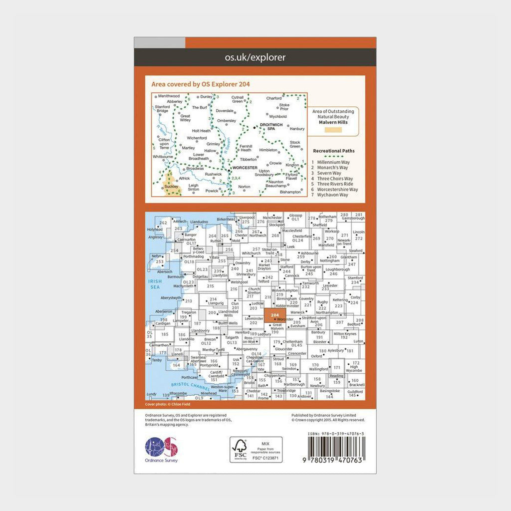 Explorer Active 204 Worcester & Droitwich Spa Map With Digital Version