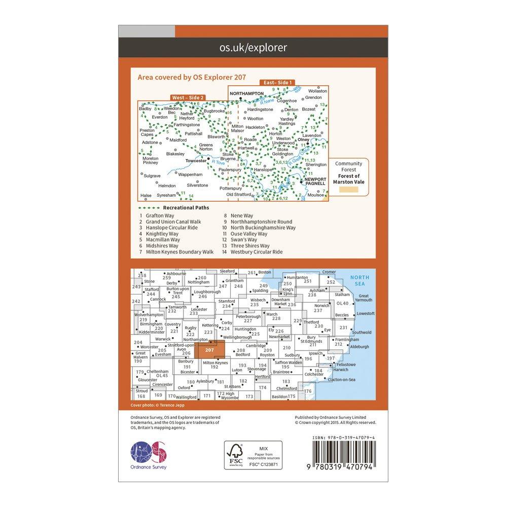 Explorer Active 207 Newport Pagnell & Northampton South Map With Digital Version
