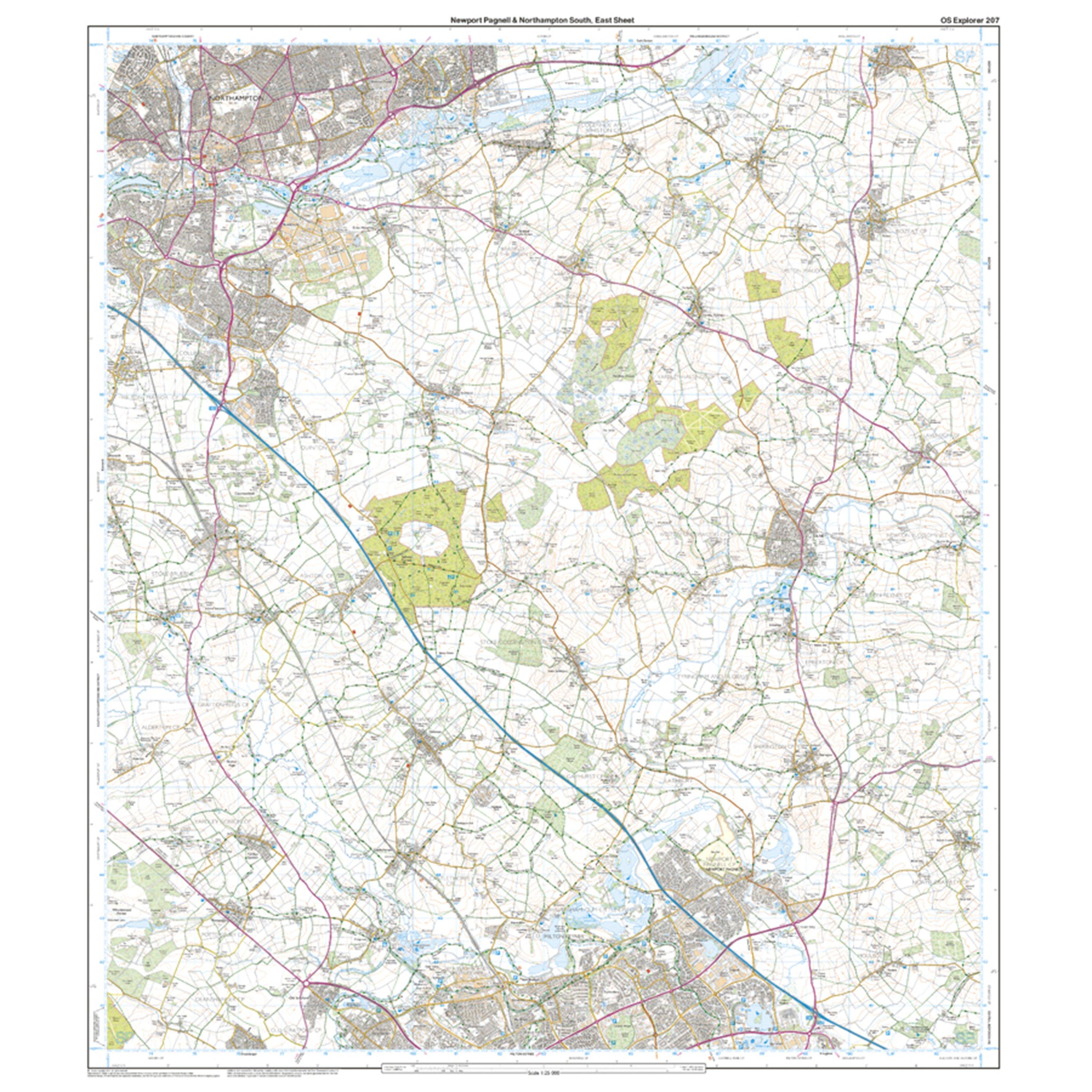 Explorer Active 207 Newport Pagnell & Northampton South Map With Digital Version
