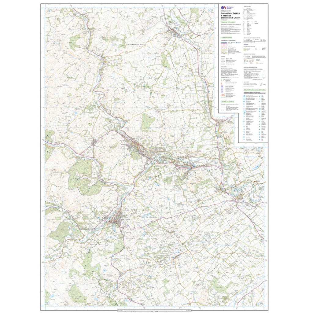 Explorer 338 Galashiels, Selkirk & Melrose Map With Digital Version