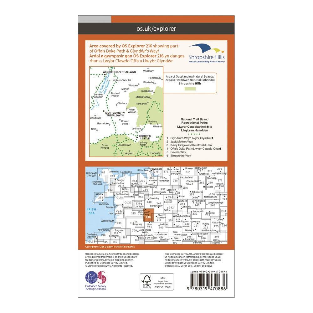 Explorer Active 216 Welshpool & Montgomery Map With Digital Version