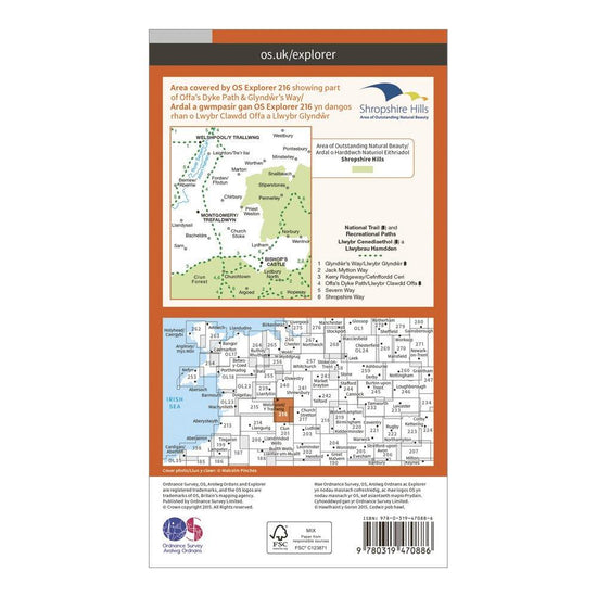 Explorer Active 216 Welshpool & Montgomery Map With Digital Version