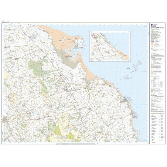 Explorer 340 Holy Island & Bamburgh Map With Digital