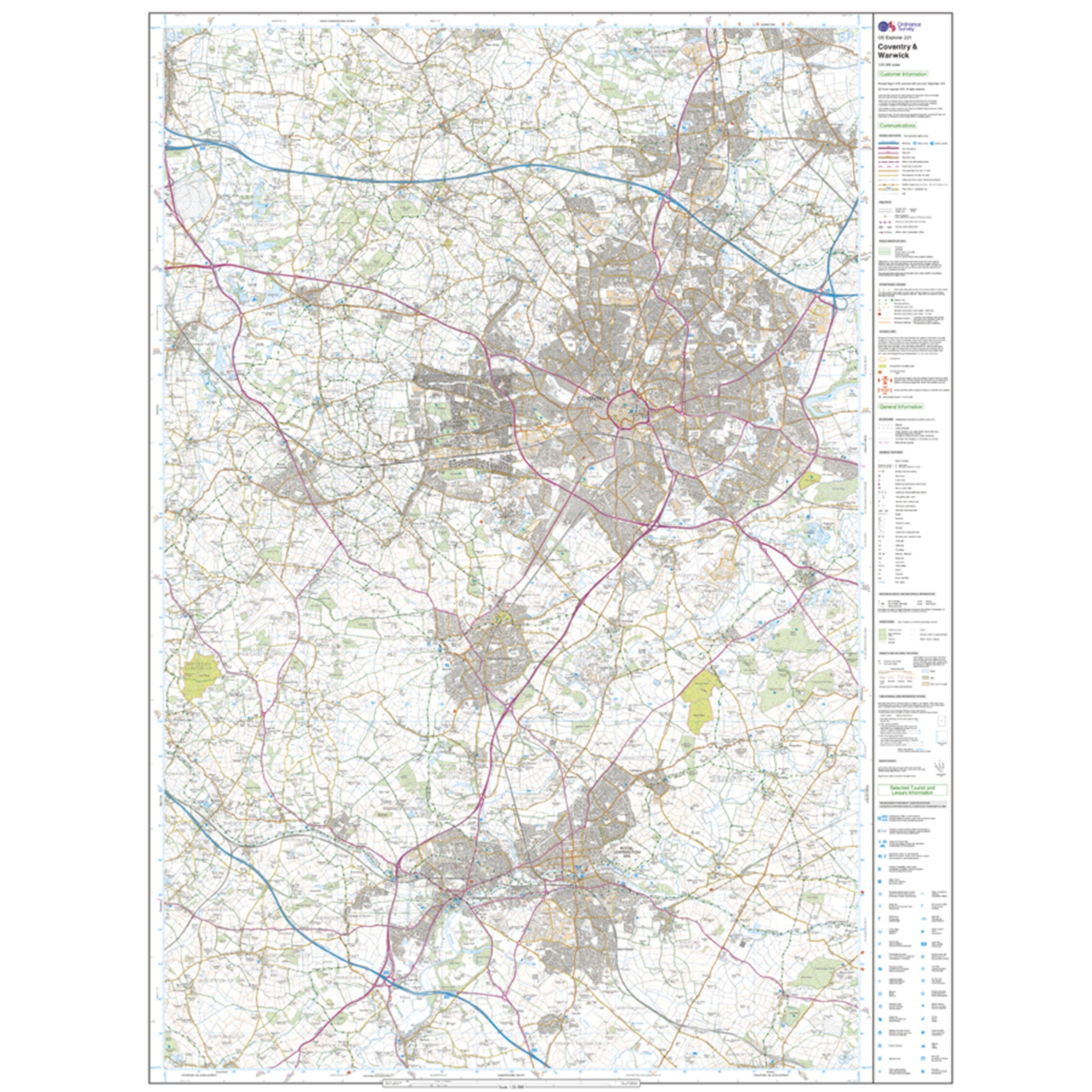 Explorer Active 221 Coventry & Warwick Map With Digital Version