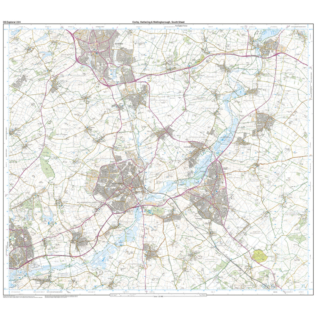Explorer Active 224 Corby, Kettering & Wellingborough Map With Digital Version