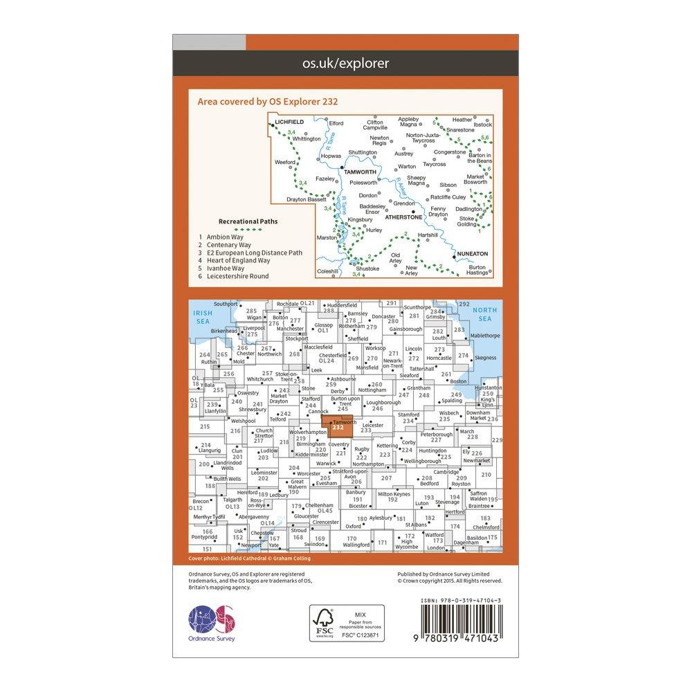Explorer Active 232 Nuneaton & Tamworth Map With Digital Version