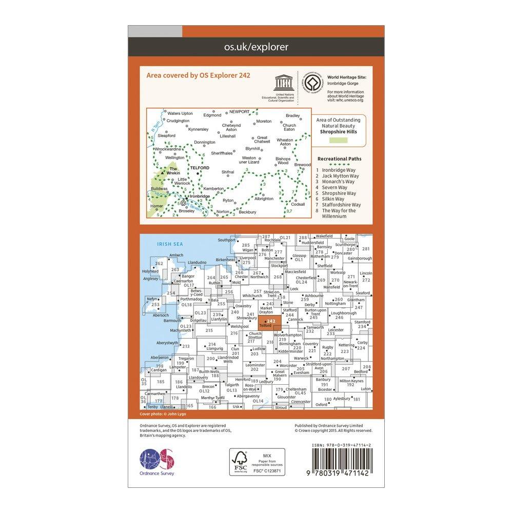Explorer Active 242 Telford, Ironbridge & The Wrekin Map With Digital Version