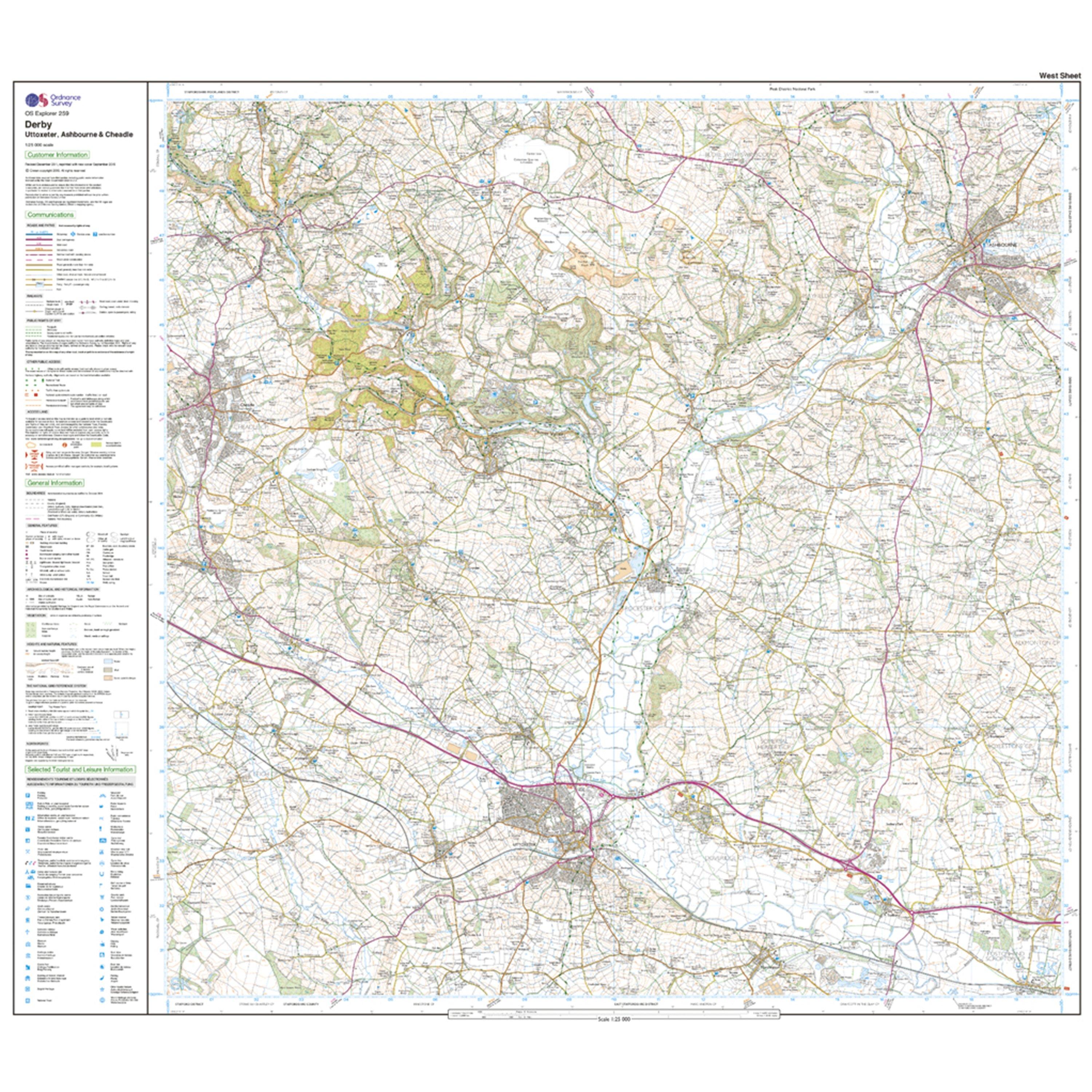 Explorer Active 259 Derby, Uttoxeter, Ashbourne & Cheadle Map With Digital Version