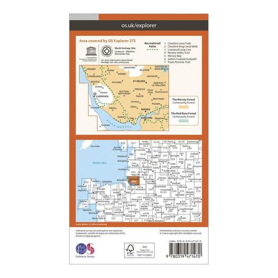 Explorer Active 275 Liverpool, St Helens, Widnes & Runcorn Map With Digital Version
