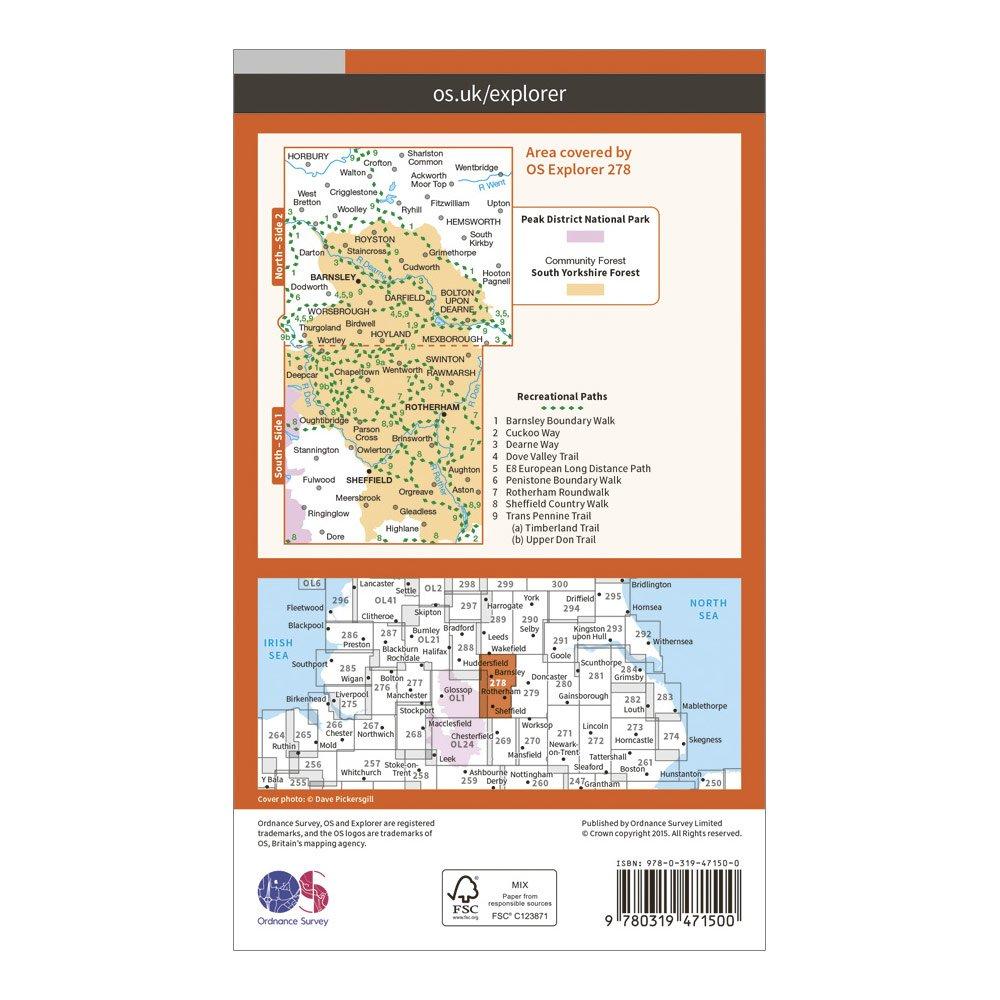 Explorer Active 278 Sheffield & Barnsley Map With Digital Version