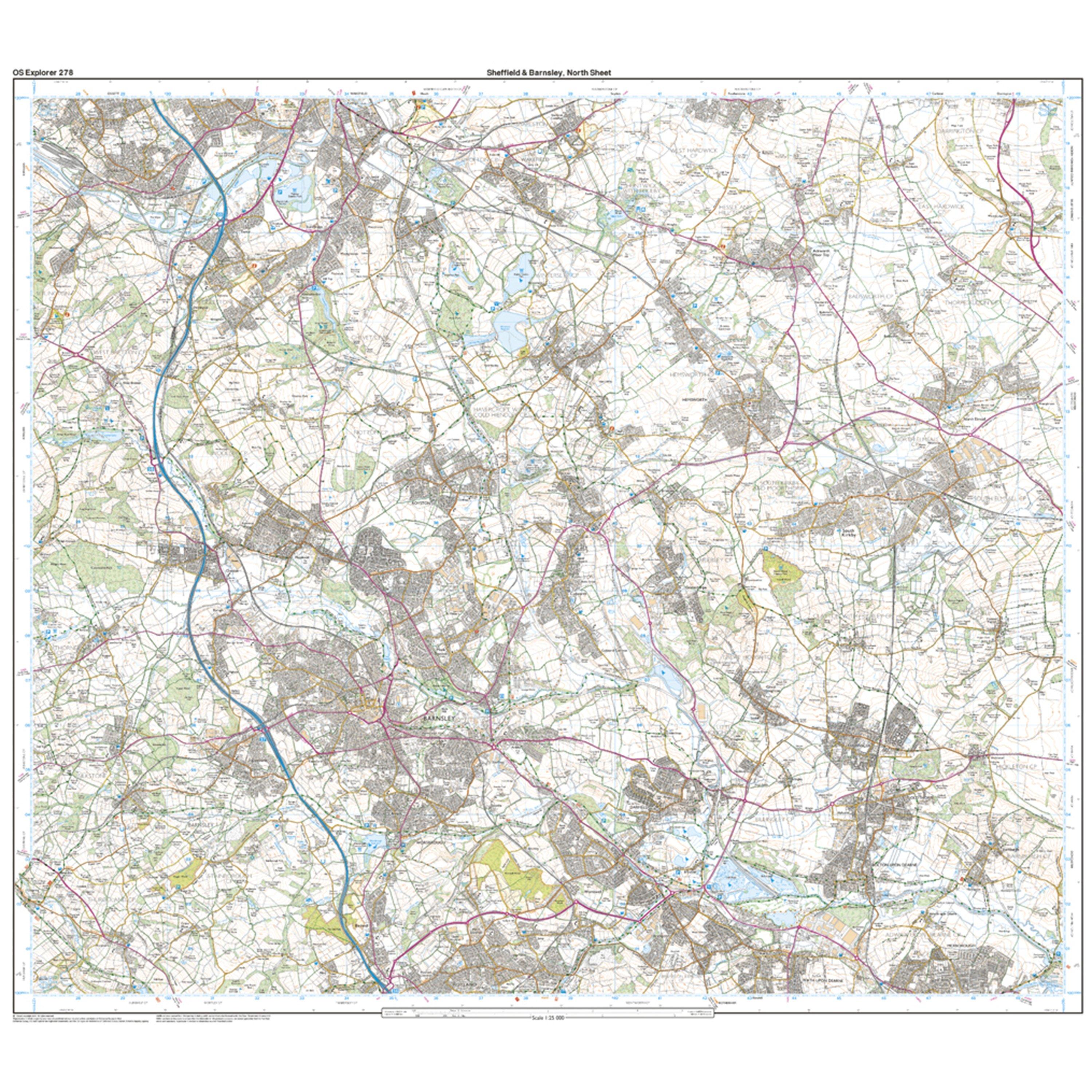 Explorer Active 278 Sheffield & Barnsley Map With Digital Version