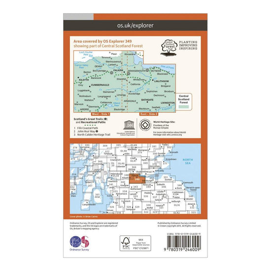 Explorer 349 Falkirk, Cumbernauld & Livingston Map With Digital Version