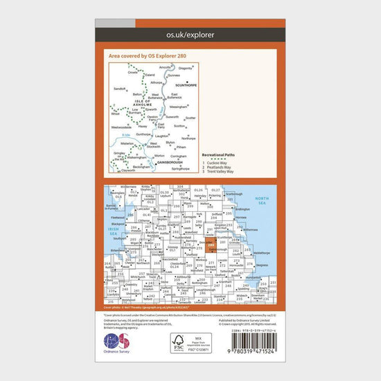 Explorer Active 280 Isle of Axholme, Scunthorpe & Gainsborough Map With Digital Version