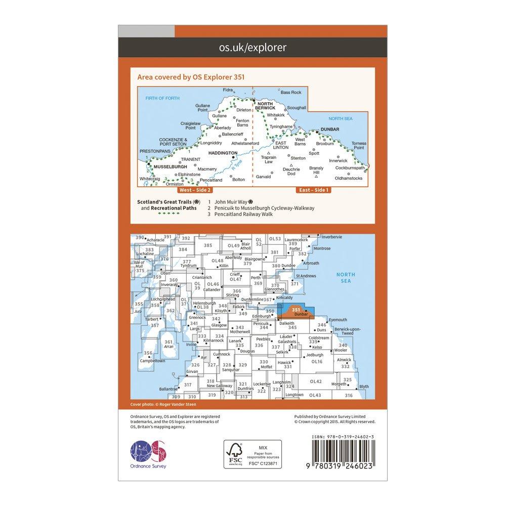 Explorer 351 Dunbar & North Berwick Map With Digital Version