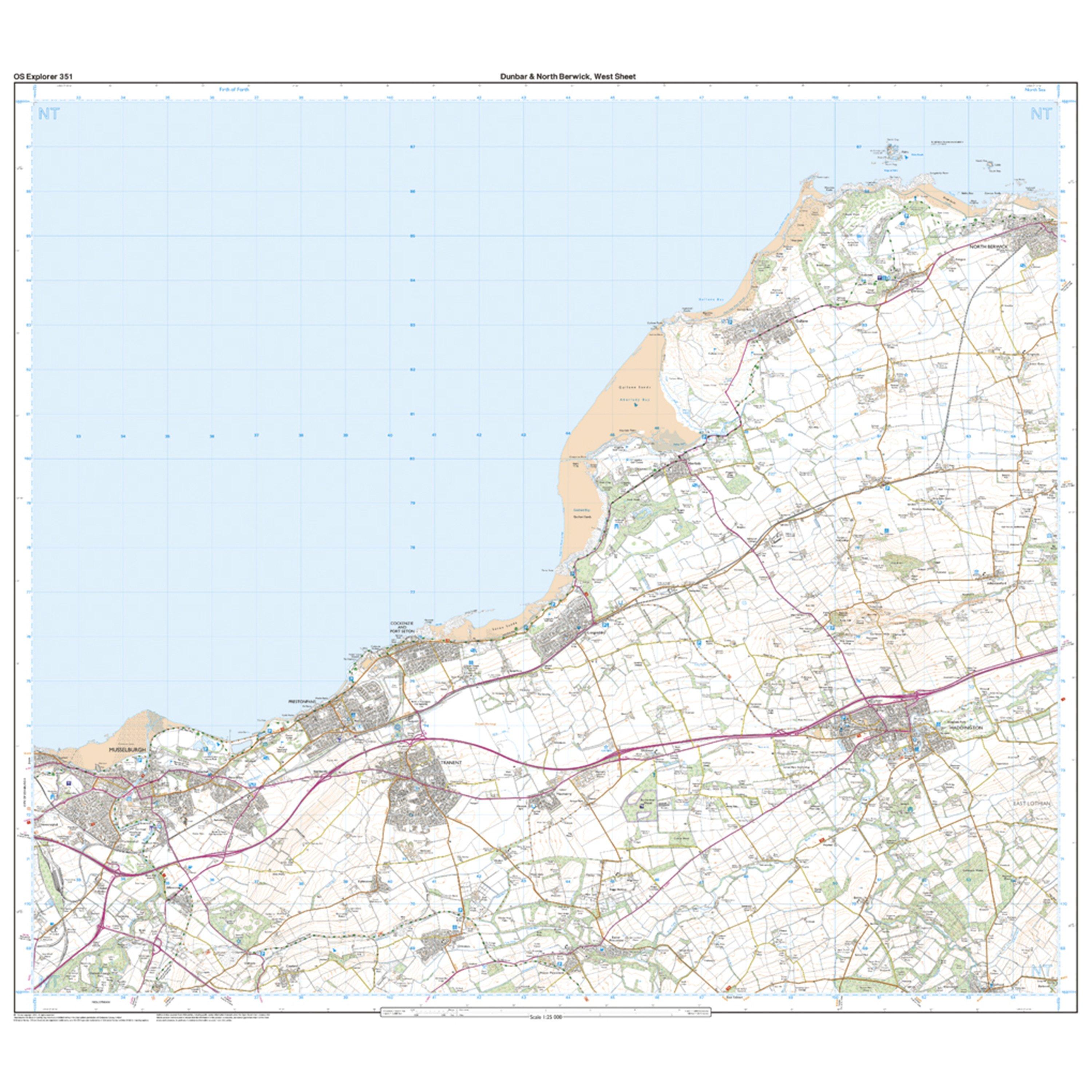 Explorer 351 Dunbar & North Berwick Map With Digital Version