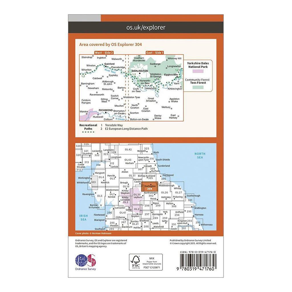 Explorer Active 304 Darlington & Richmond Map With Digital Version