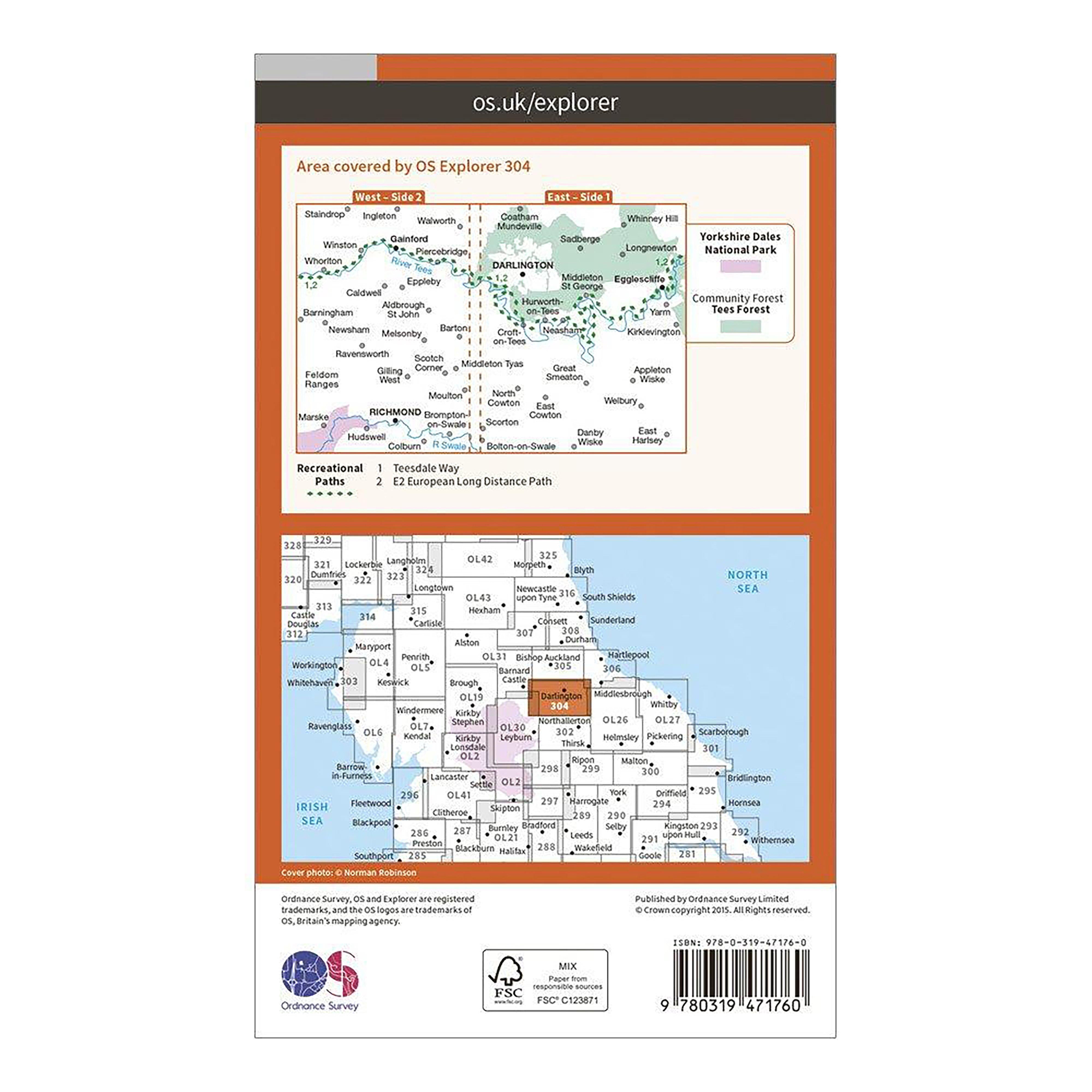 Explorer Active 304 Darlington & Richmond Map With Digital Version