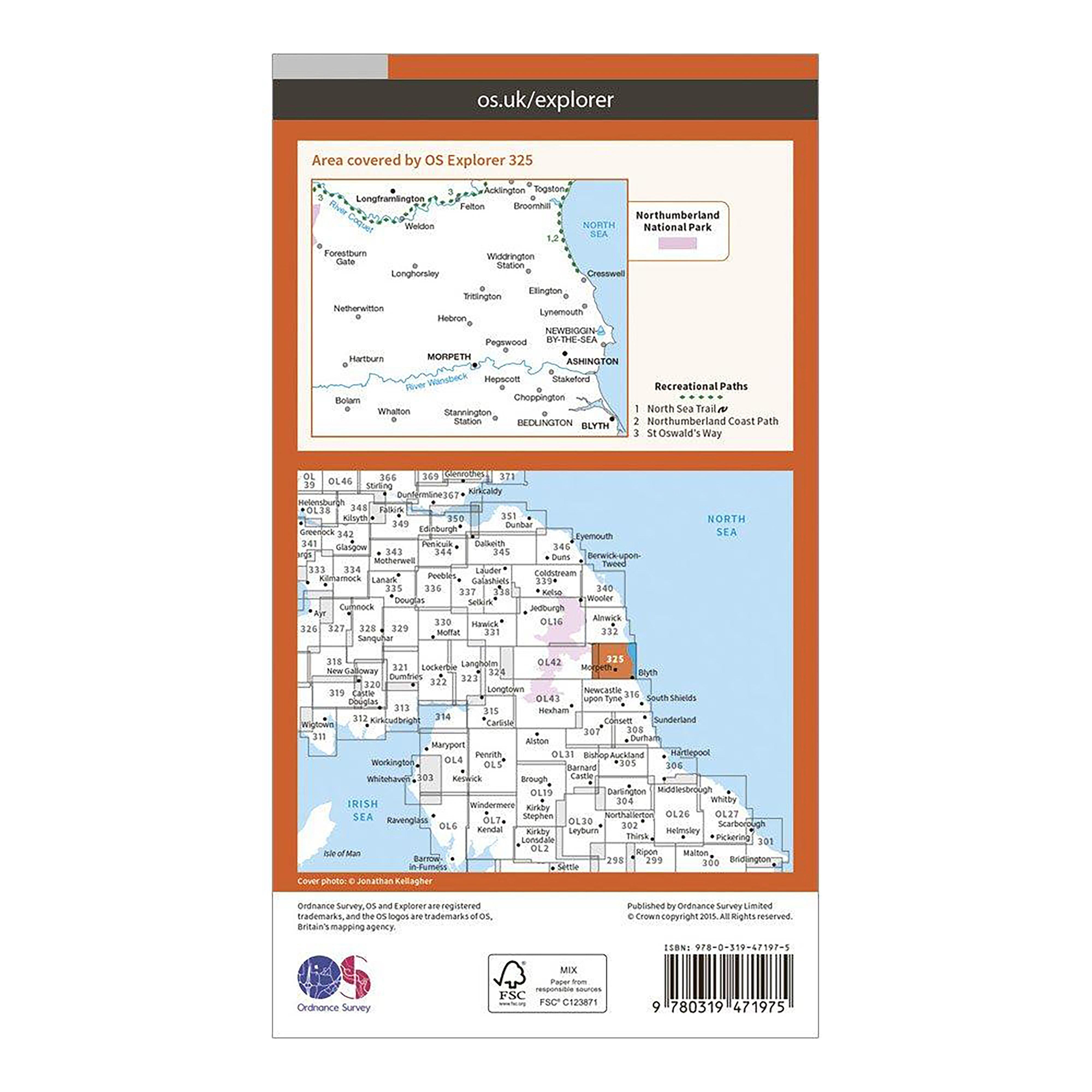Explorer Active 325 Morpeth & Blyth Map With Digital Version