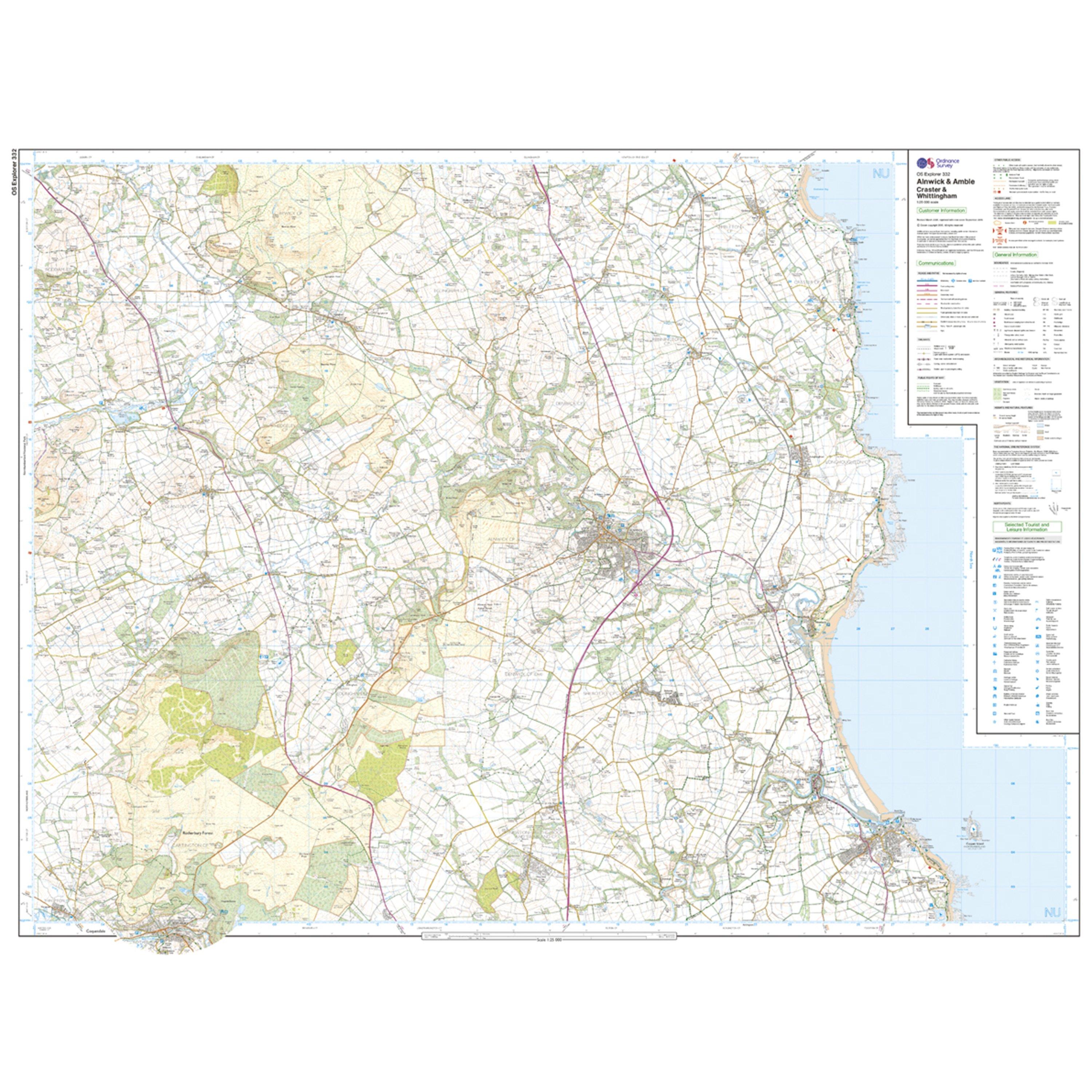 Explorer Active 332 Alnwick & Amble Map With Digital Version
