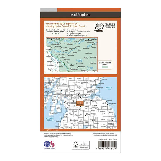 Explorer Active 343 Motherwell & Coatbridge Map With Digital Version