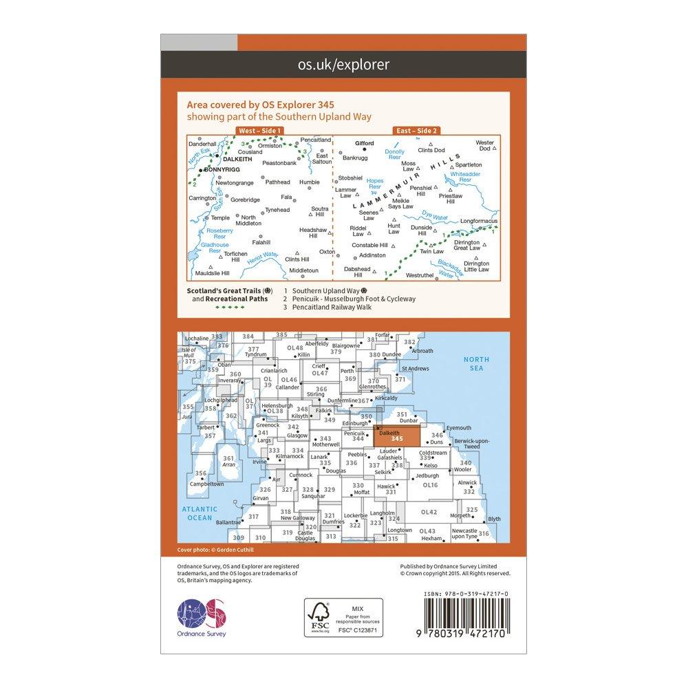 Explorer Active 345 Lammermuir Hills Map With Digital Version