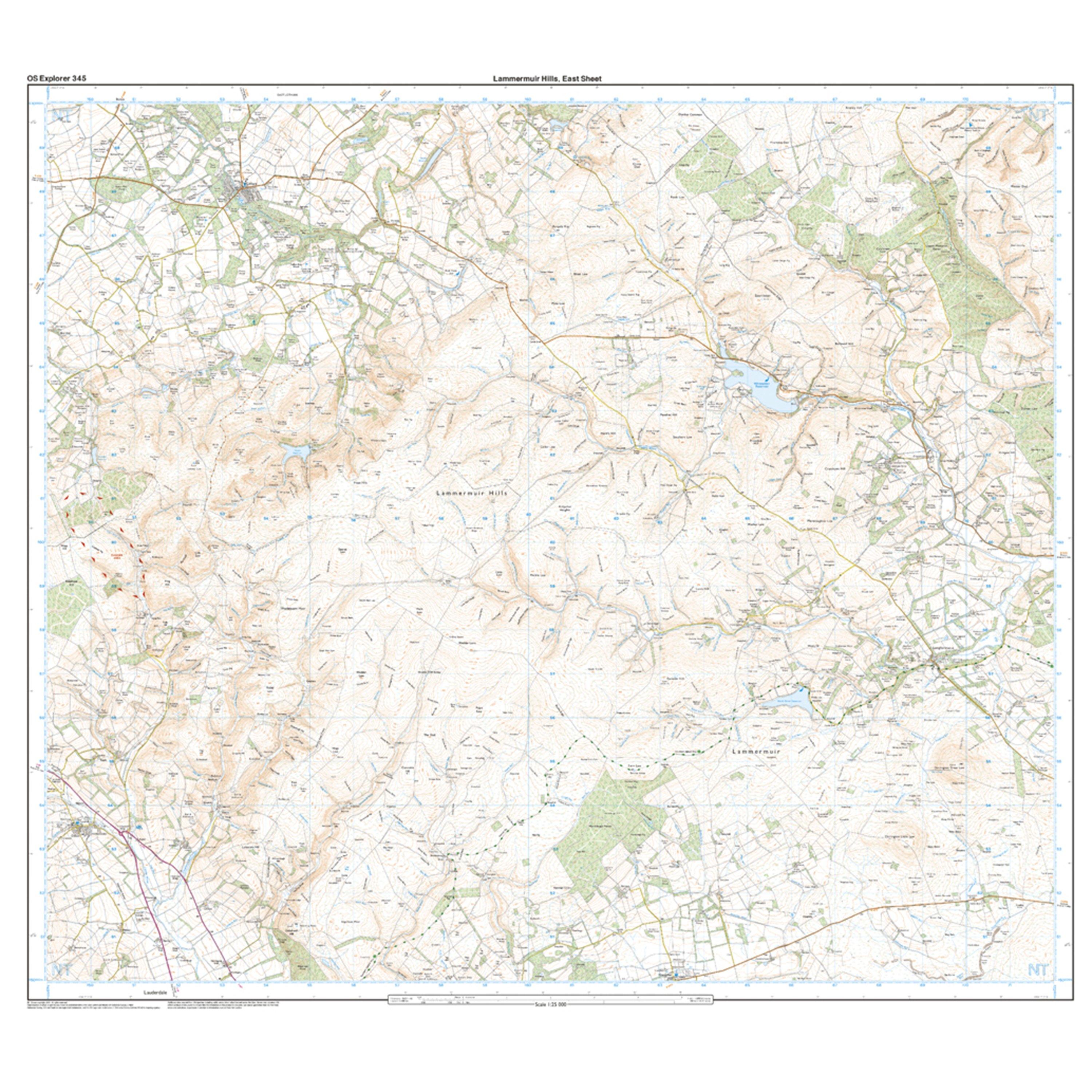 Explorer Active 345 Lammermuir Hills Map With Digital Version