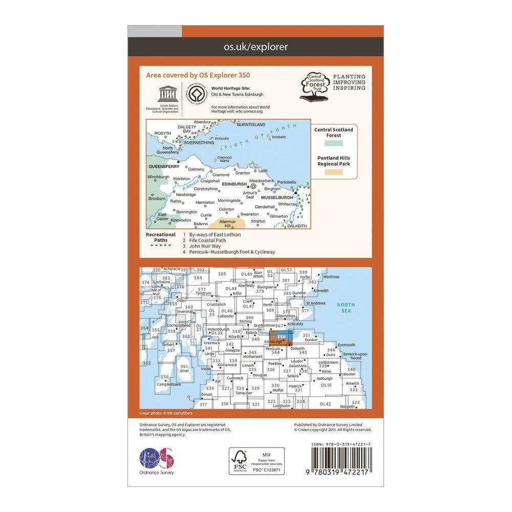 Explorer Active 350 Edinburgh Map With Digital Version